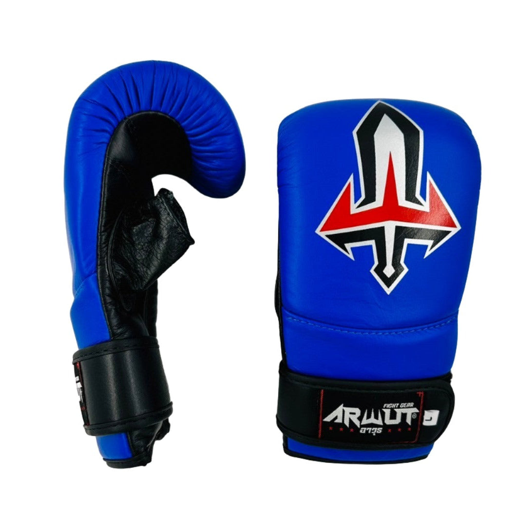 Blue boxing glove with an Arwut logo on a white background