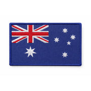 Embroidered patch of the Australian flag on a white background