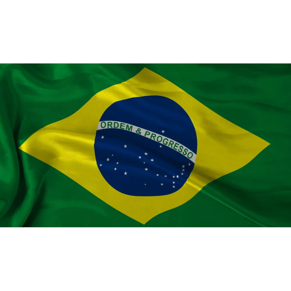Flag of Brazil with green and yellow colors and blue circle in the center.
