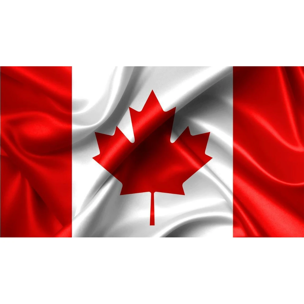 Flag of Canada with a red maple leaf on a white background