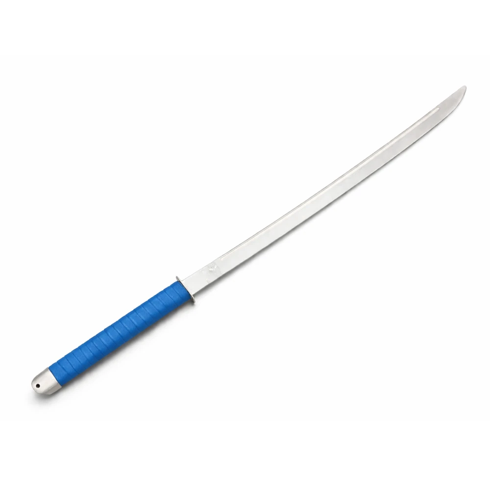 Sword with a blue handle on a white background