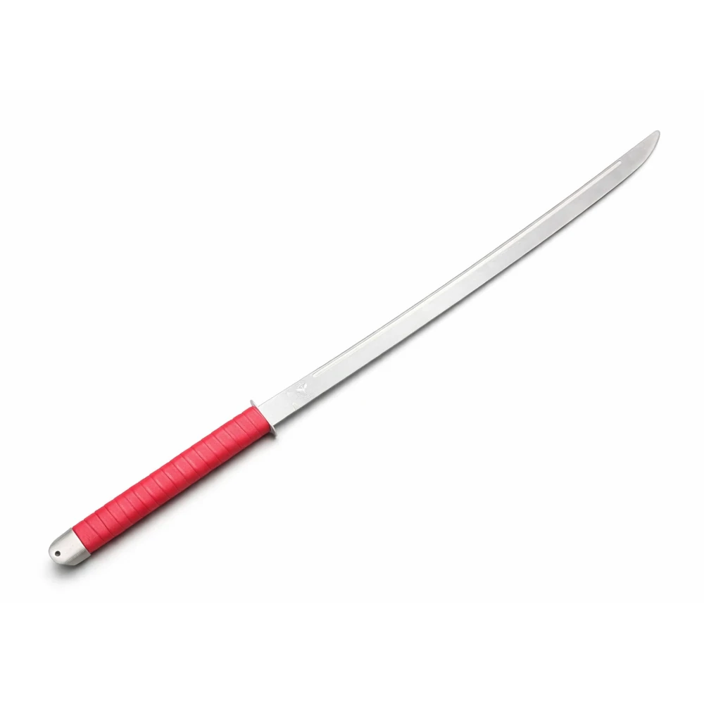 Sword with a red handle on a white background