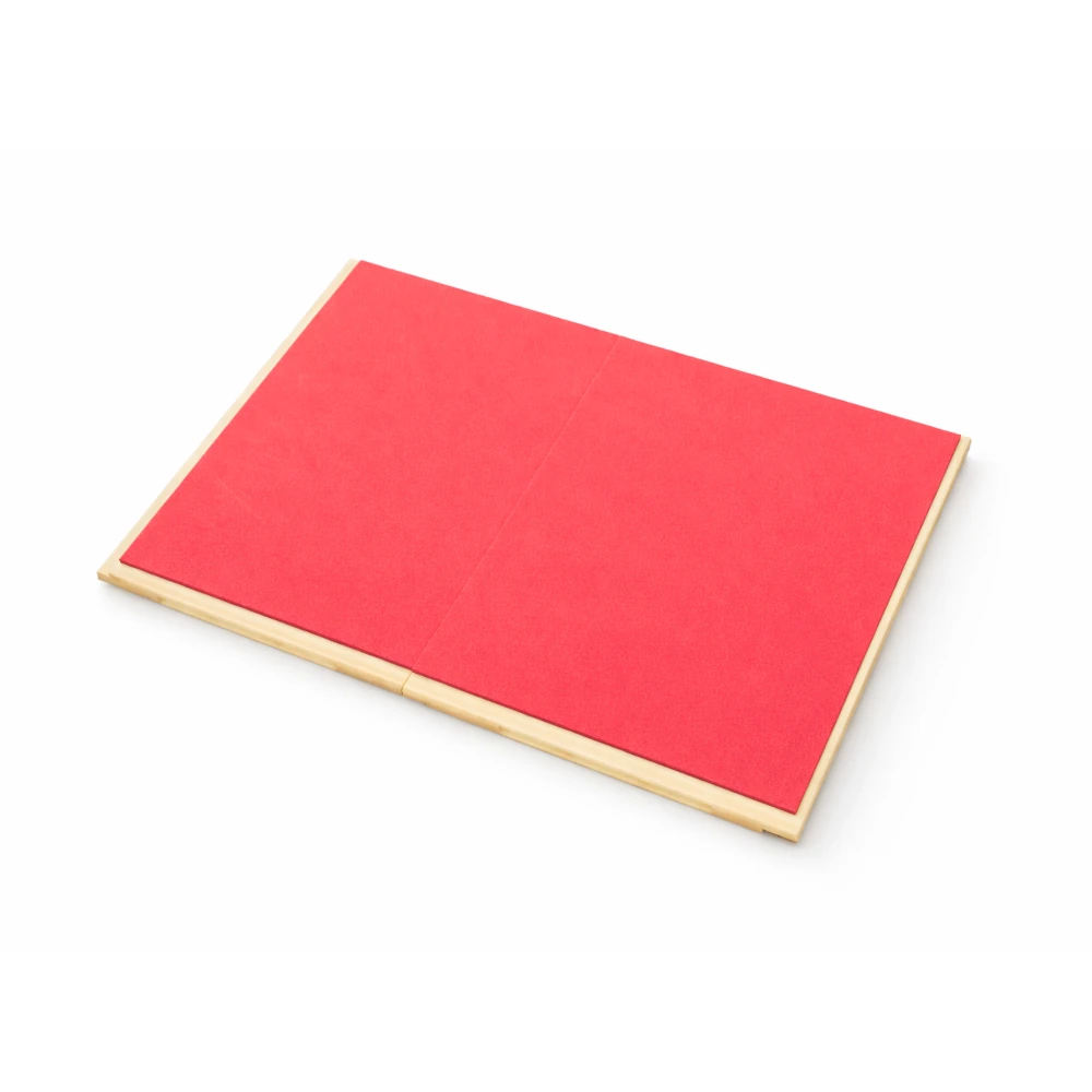 Red rectangular breakable board with a plastic border on a white background