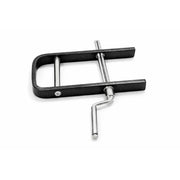 Black metal tool with a silver handle on a white background