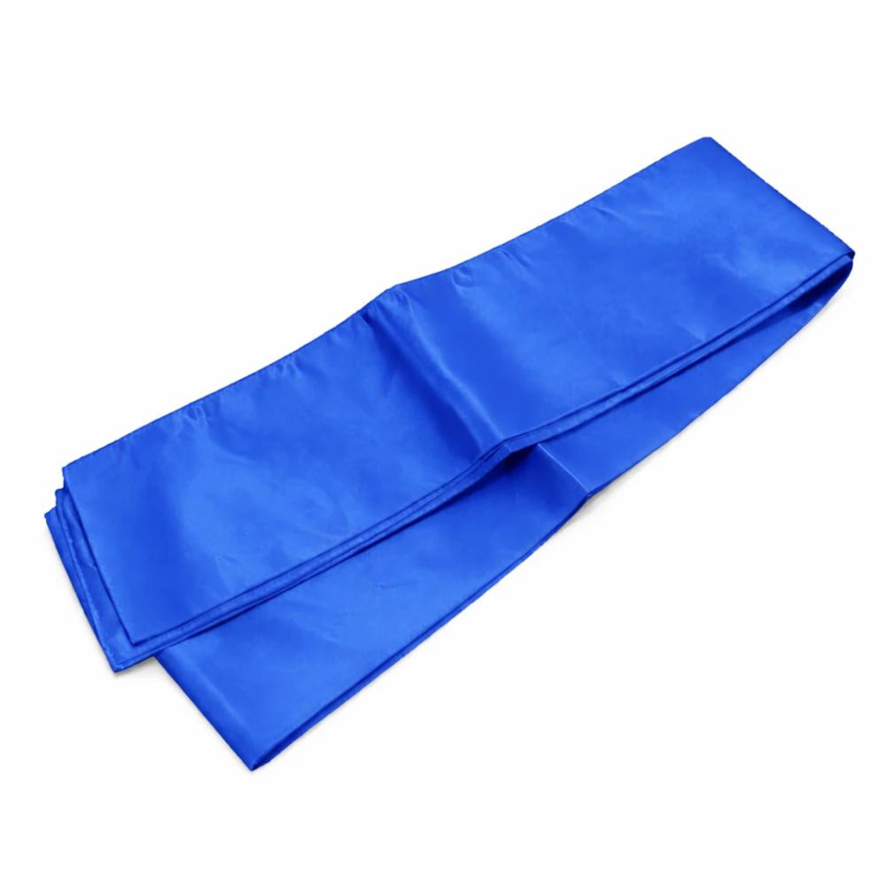 Folded blue fabric on a white background