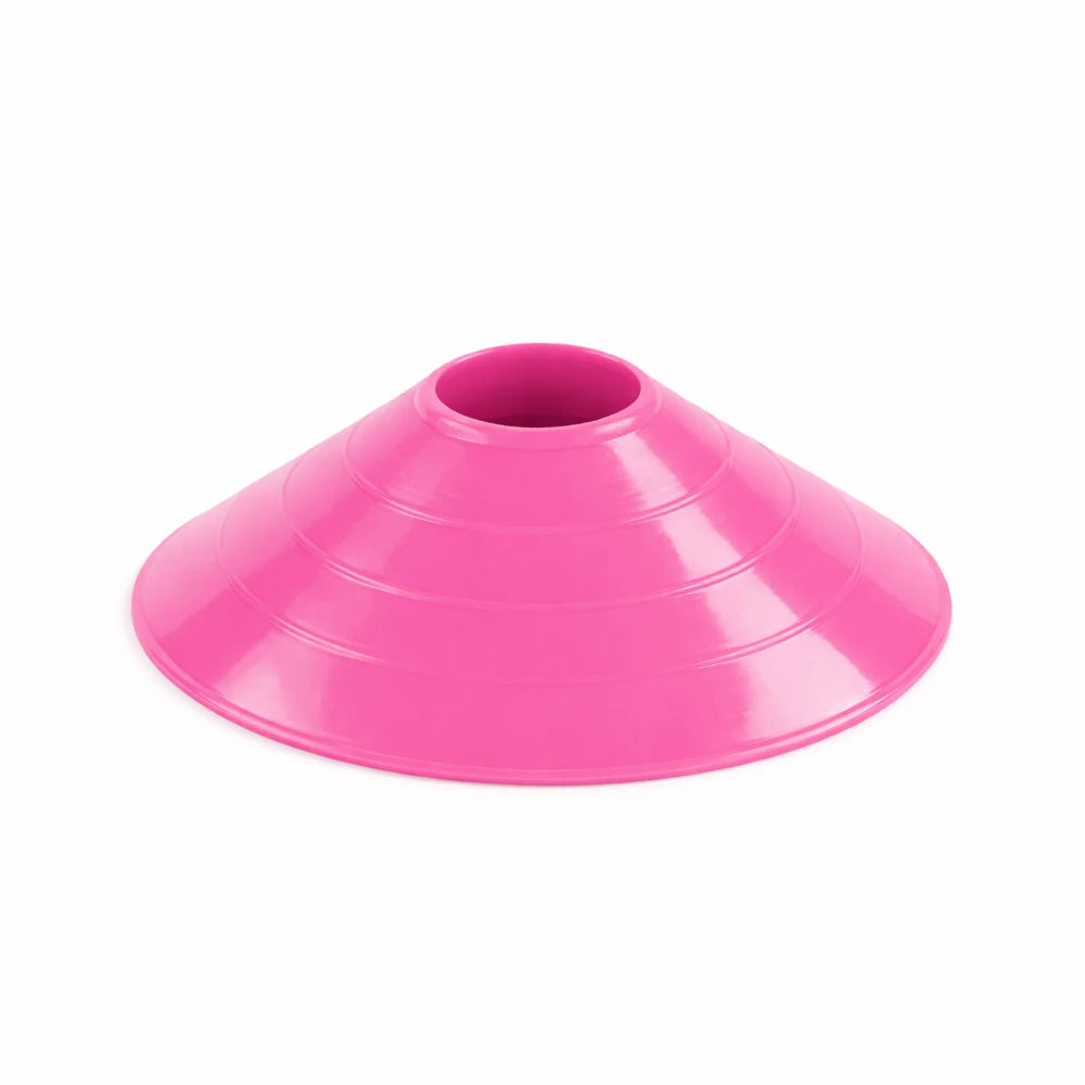 Pink plastic cone on a white background