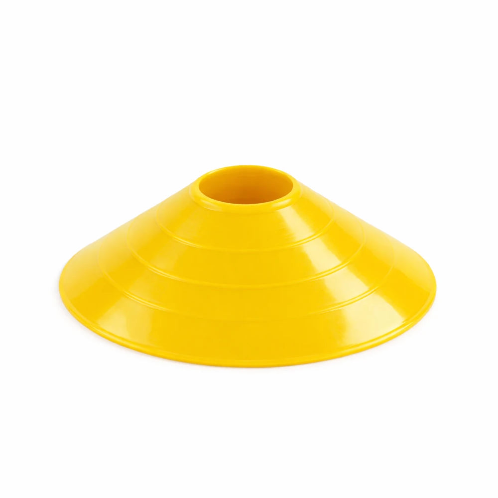 Yellow plastic cone on a white background