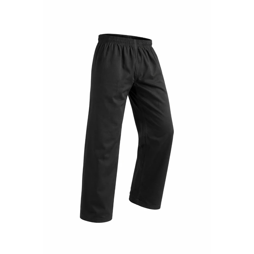 Black martial arts pants on a white background