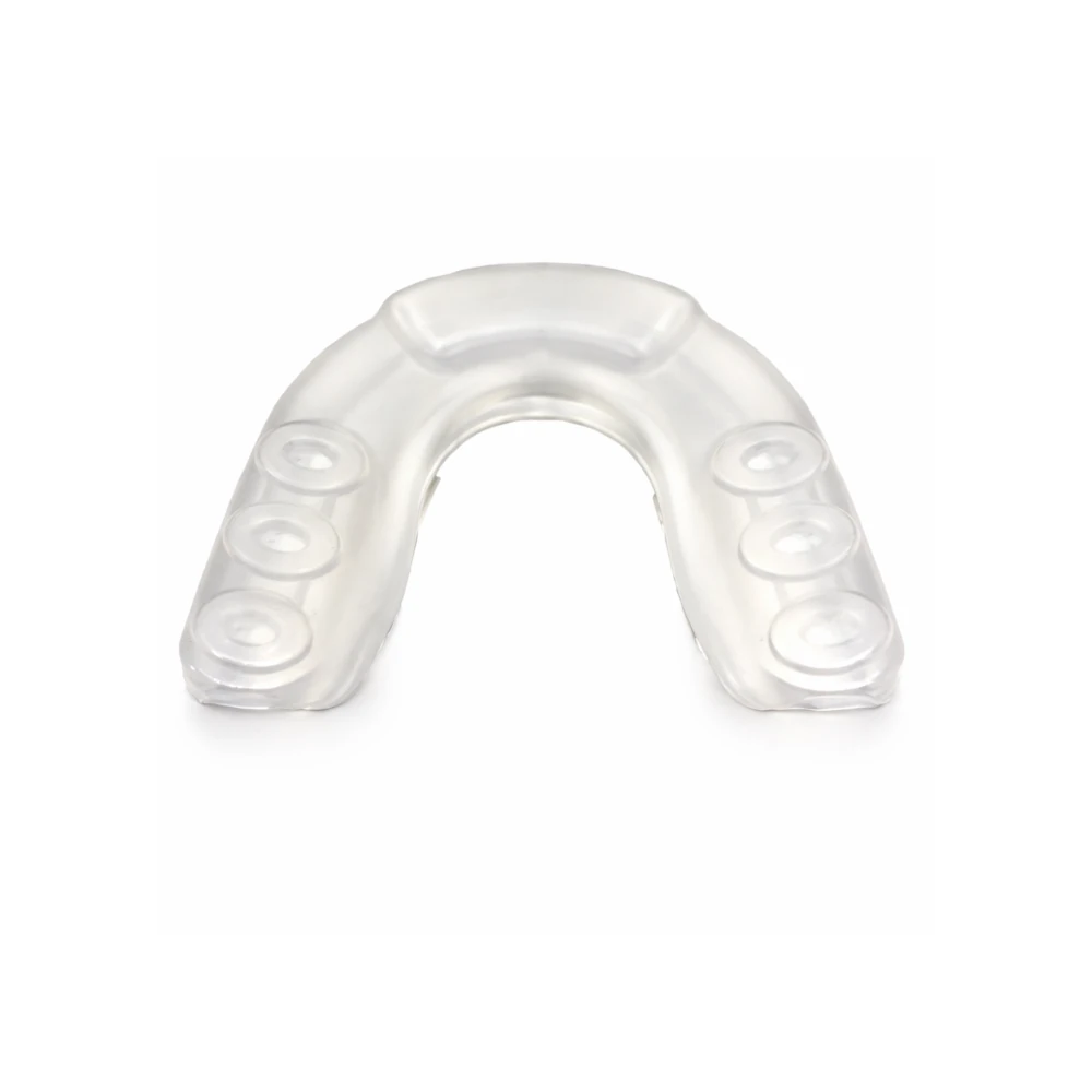 Clear mouthguard on a white background