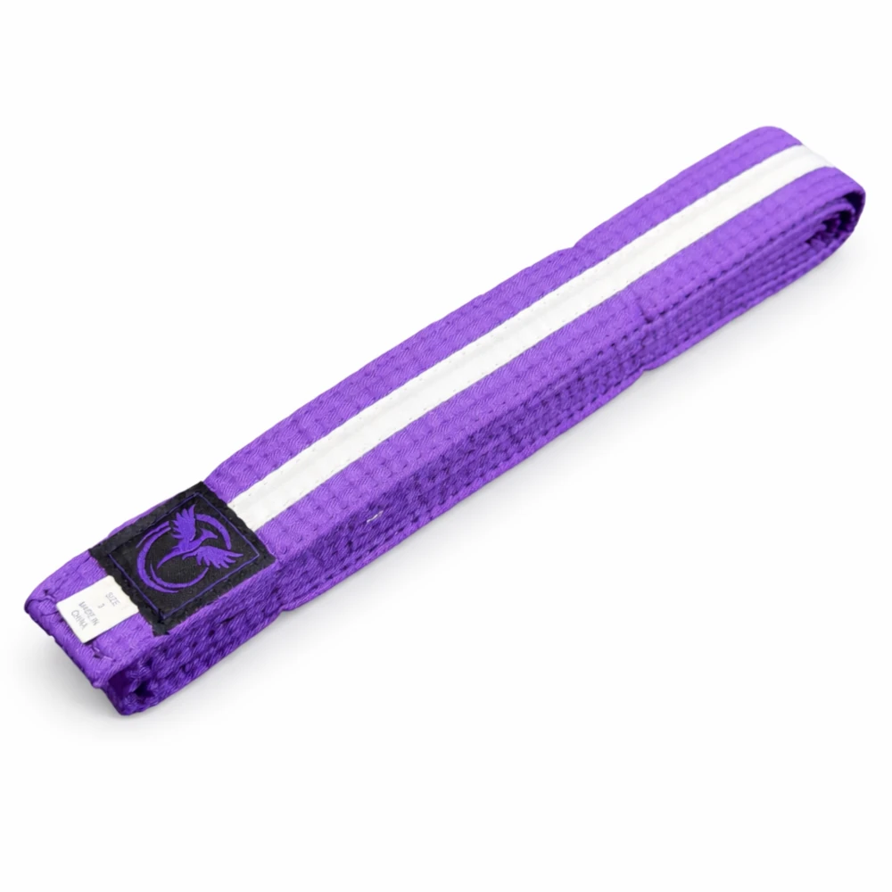 Purple belt with a logo on a white background