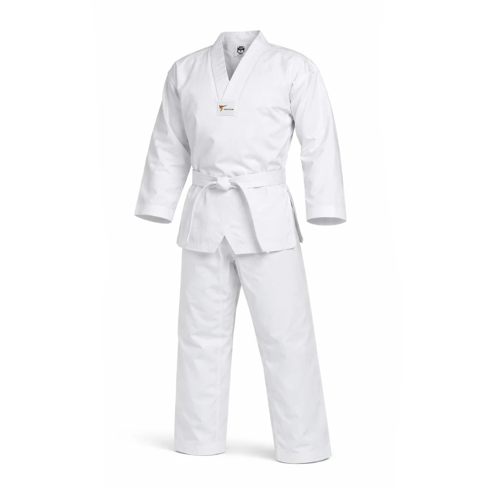 White martial arts gi on a white background