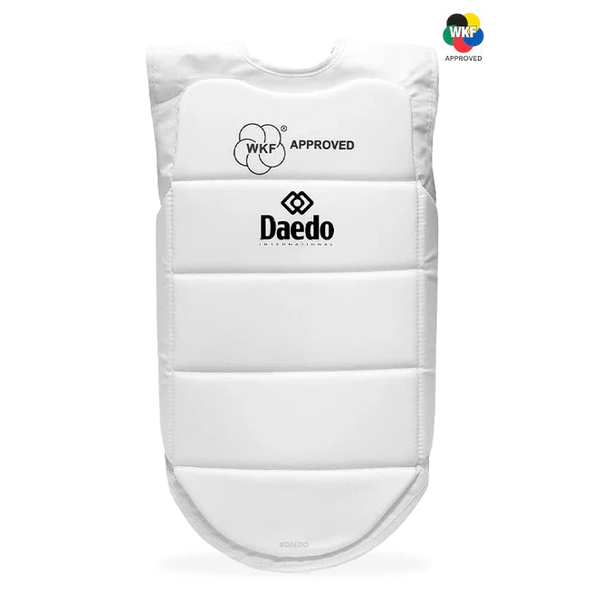 White protective pad with WKF and Daedo logos on a white background