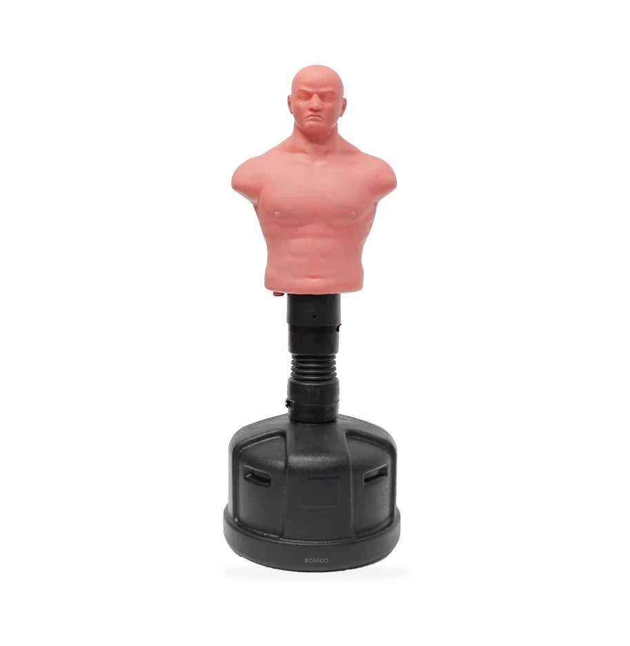 Pink muscular torso boxing bag on a white background