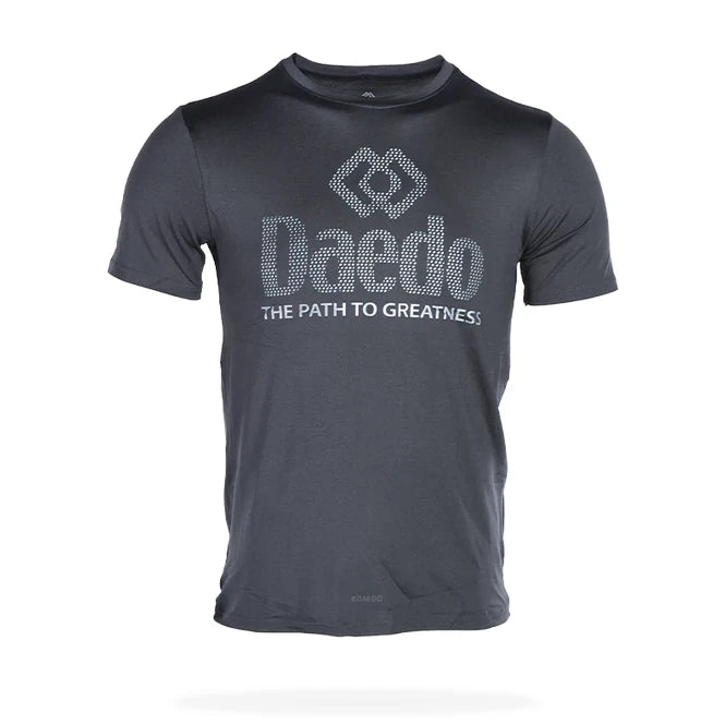 Gray t-shirt with 'Daedo' logo and text on a white background