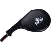 Black kick paddle with 'Daedo International' branding on a white background