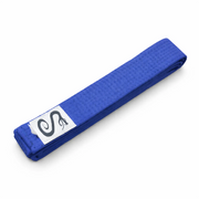 Blue belt with a snake logo on a white background