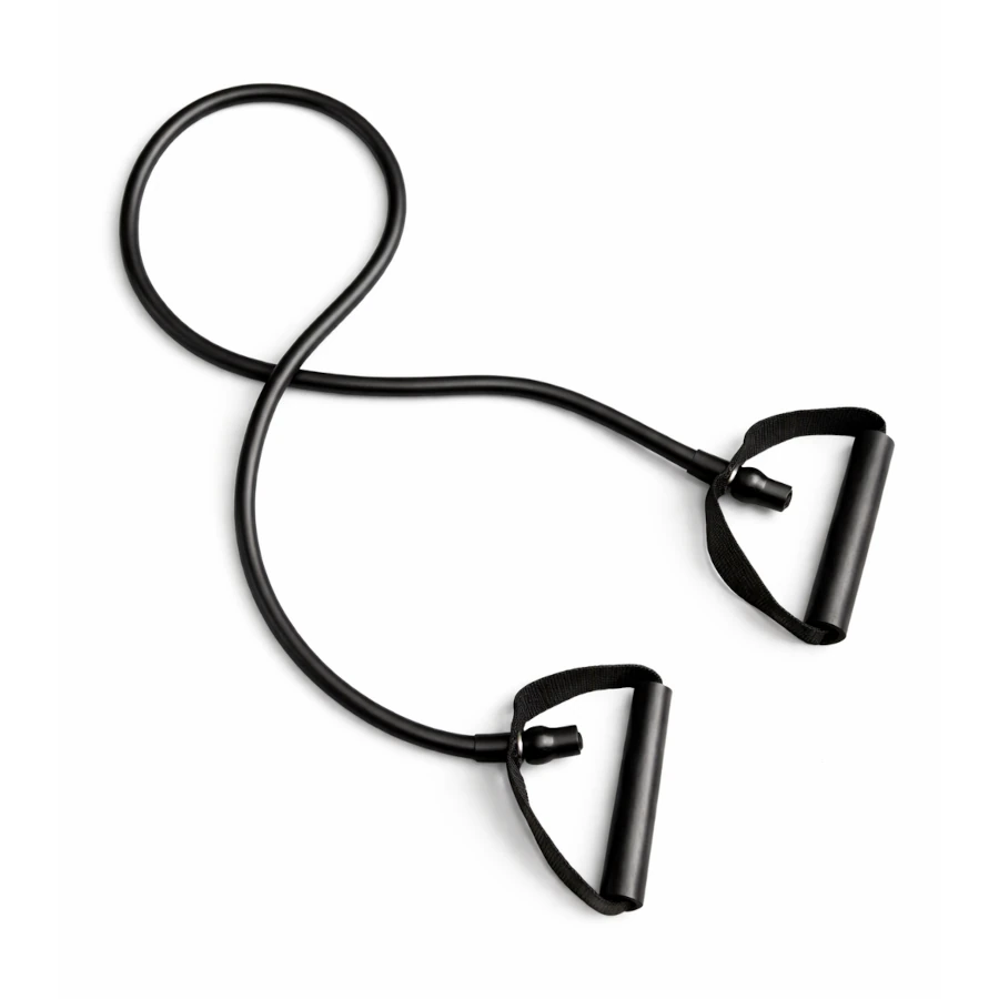 Black resistance band on a white background
