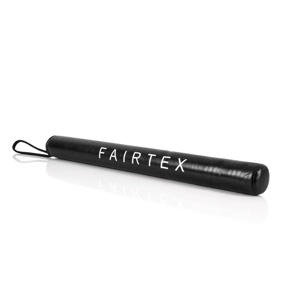 Black Fairtex boxing stick on a white background