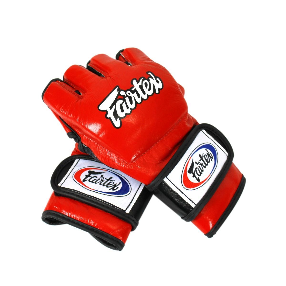 Red Fairtex MMA gloves on a white background