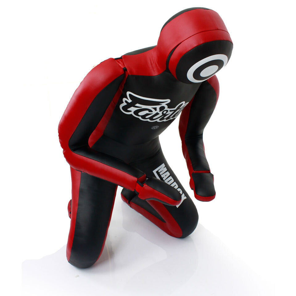 Red and black wrestling Dummy with 'Fairtex' branding on a white background