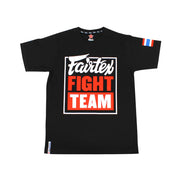 Black t-shirt with 'Fairtex Fight Team' logo on a white background