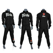 Black sauna suit with 'Fairtex' branding on a white background