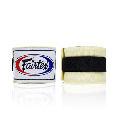 Pair of Fairtex boxing hand wraps on a white background