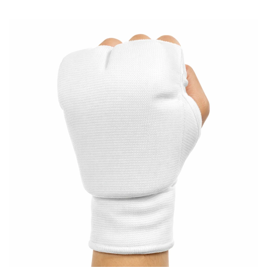 White karate hand mitt on a white background