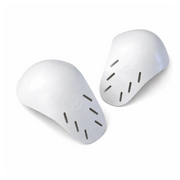 Two breast insert cups sitting on a white background