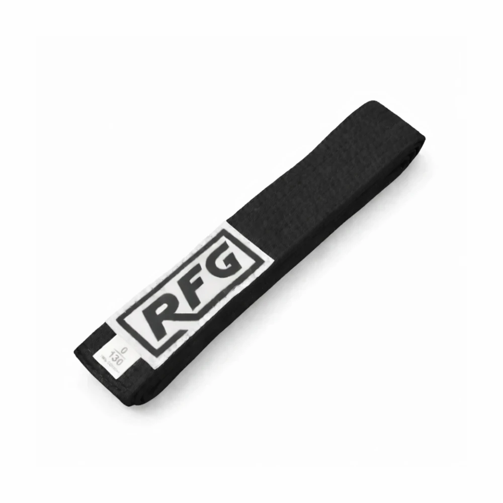 Black belt with 'RFG' logo on a white background