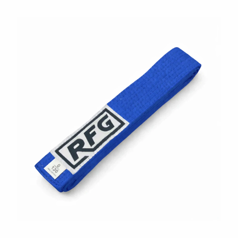 Blue belt with RFG logo on a white background