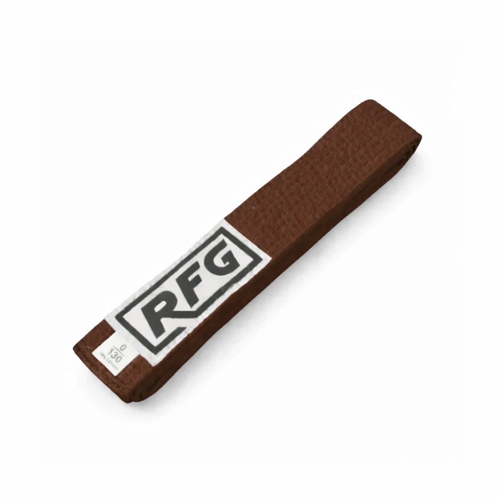 Brown belt with RFG logo on a white background