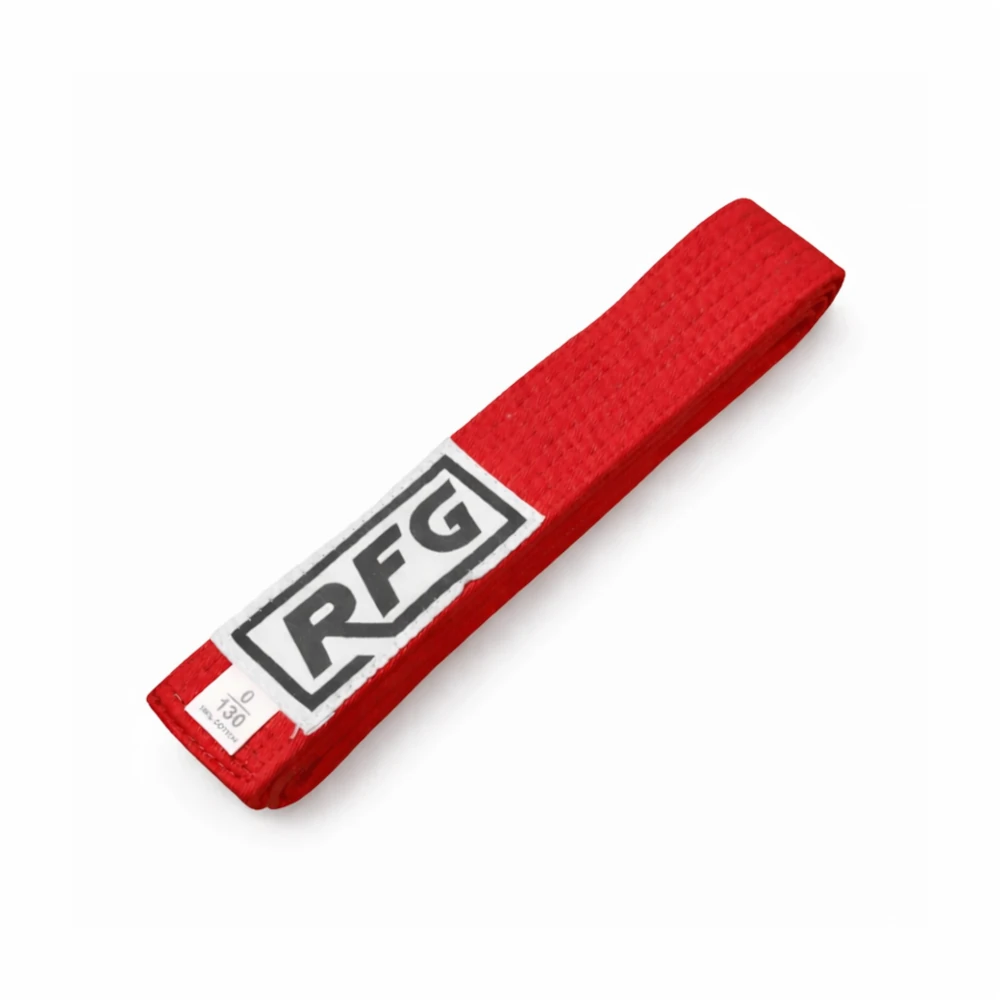 Red belt with 'RFG' logo on a white background