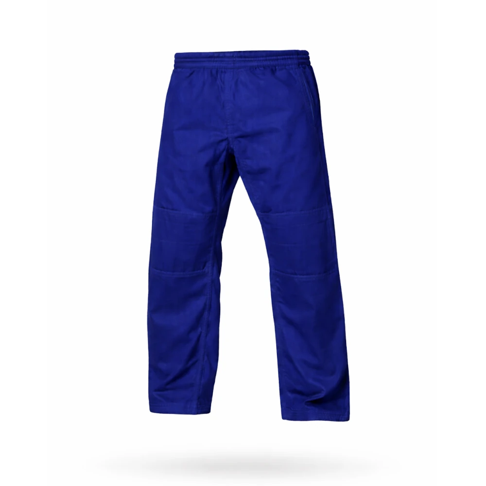 Blue martial arts pants on a white background