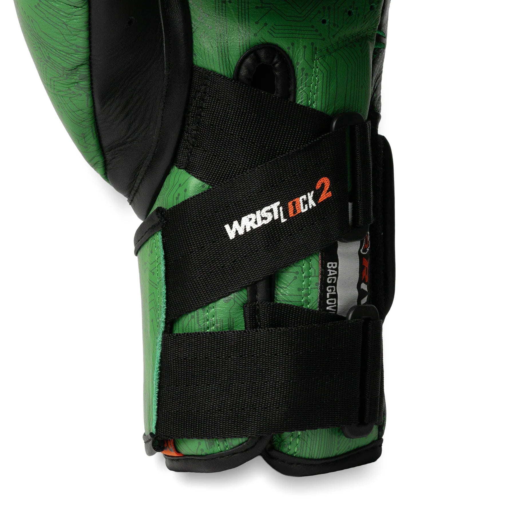 Green wrist guard with black strap and 'Wrist Lock 2' branding on a white background