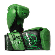 Green boxing gloves with black accents on a white background