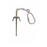 Metal keychain with a sai on a white background