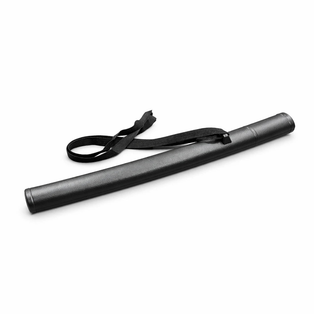 Black shoto scabbard with a strap on a white background