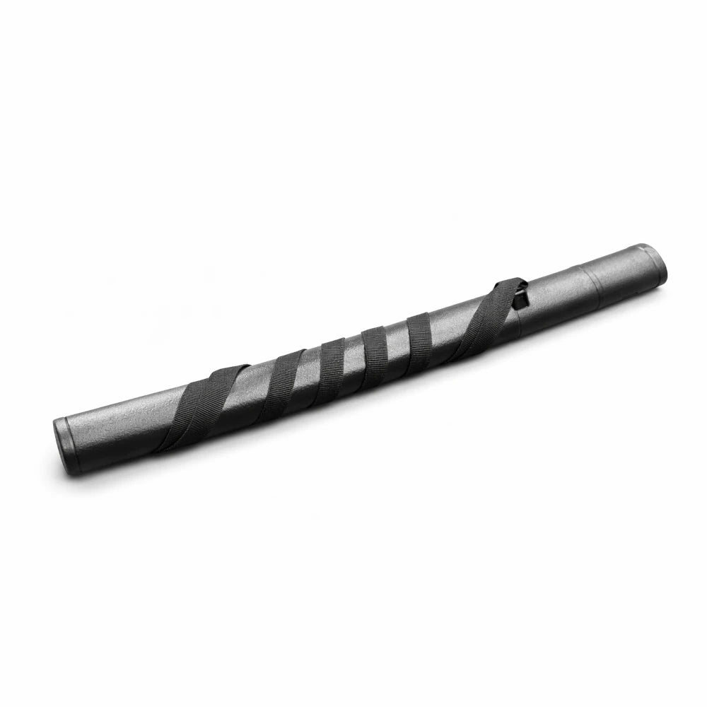 Black shoto scabbard with striped pattern on a white background