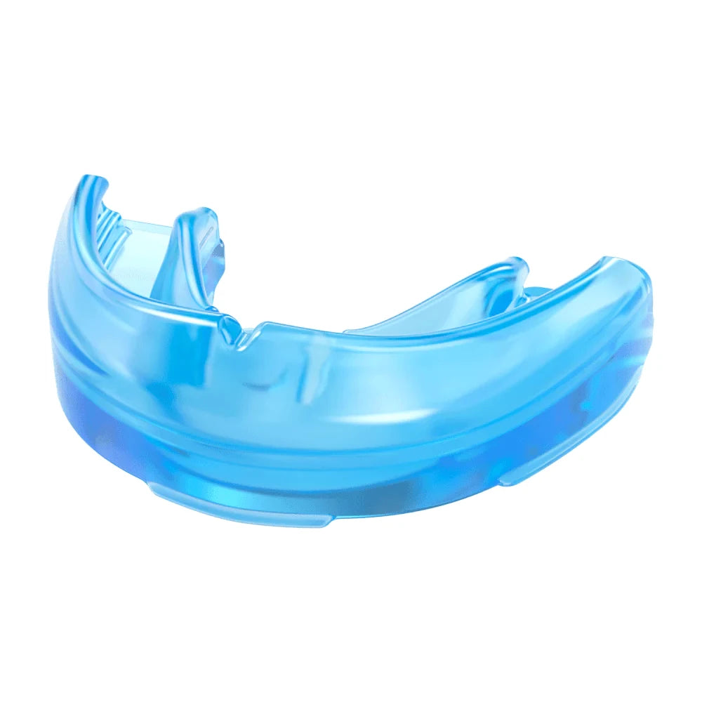 Blue mouthguard on a white background