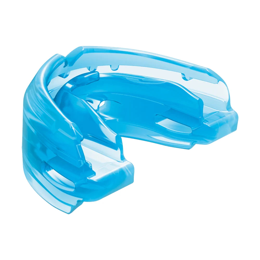 Blue mouthguard on a white background