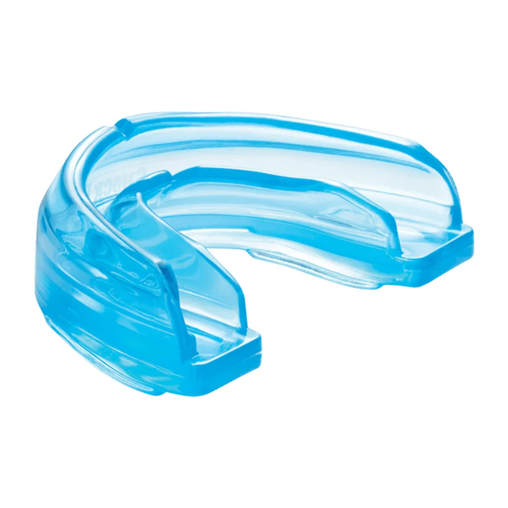 Blue mouthguard on a white background