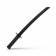 Black poly shoto sword with textured handle on a white background