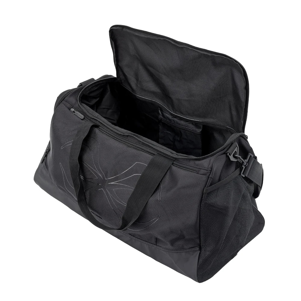 Black Sting Sports duffel bag with open top on a white background