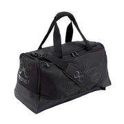 Black duffel bag with a Sting Sports logo on a white background
