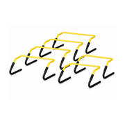 Set of yellow and black Wacoku sports hedges on a white background