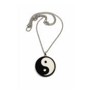 Yin yang pendant necklace on a white background